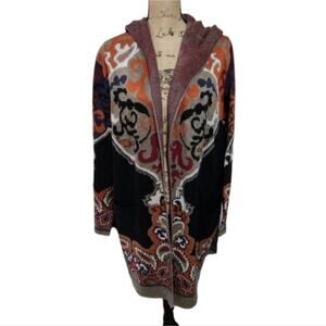 MaxSport floral Midi hooded heavyweight duster cardigan coatigan plus 2X‎ 3X